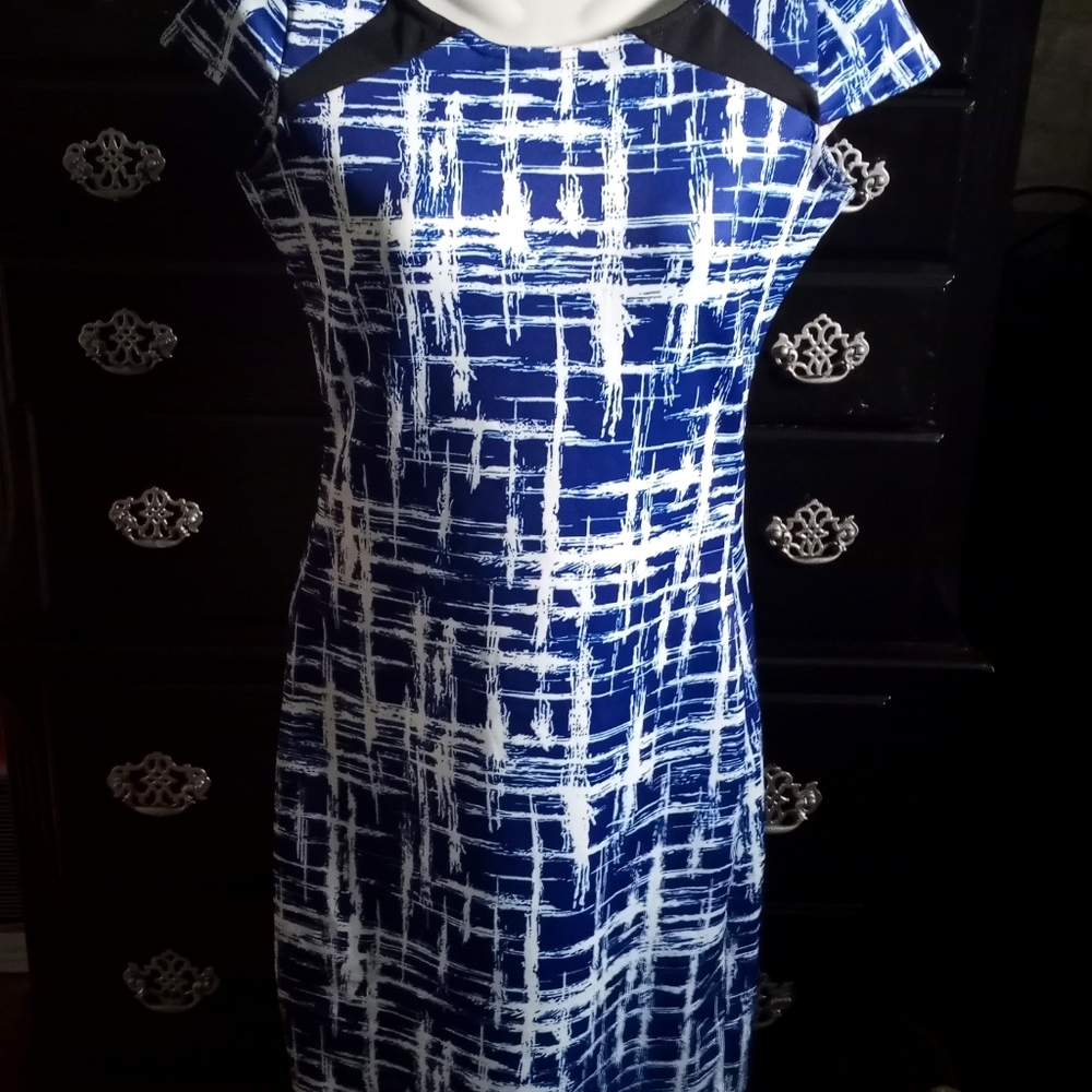 Blue Plaid Print Bodycon Dress
